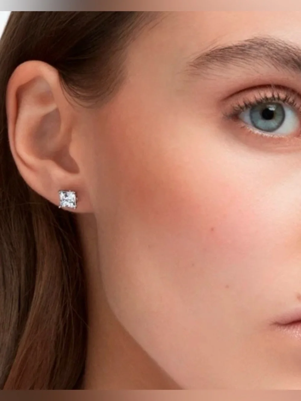 Swarovski Stilla Attract Stud Earrings Square Cut White Rhodium Plated